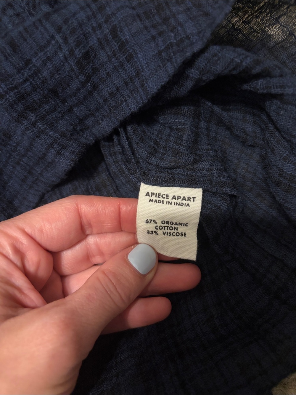 Apiece Apart Navy Ruffle-Neck Short Sleeve Blouse - Picture 3 of 7